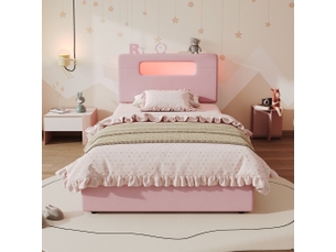 Lit avec rangement 90x200 cm <strong></strong> <strong>OMNIGLINT TRADING LTD</strong> coloris rose
