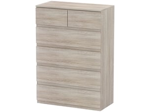 Commode 6 tiroirs meuble de rangement sans poignées design minimaliste 80 x 39 x 115 cm bois naturel