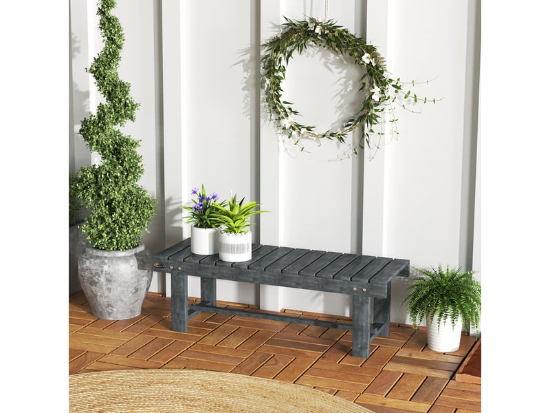  Banc de jardin 2 places imperméable en bois de sapin, 110 x 38 x 35 cm, gris  - Conforama B