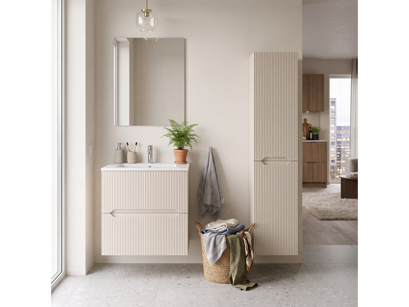  Ensemble meuble sous vasque et colonne novo l.60 cm cachemire mat  - Conforama B
