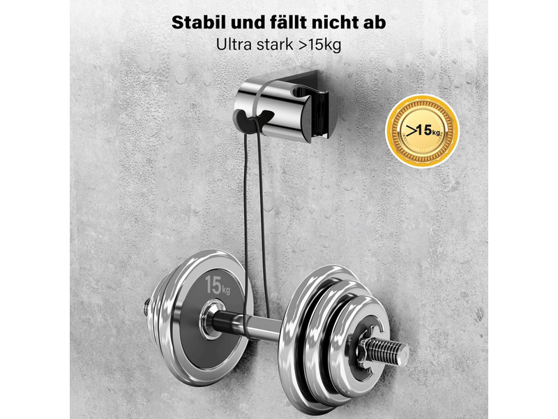  Support de pommeau de douche avec matériel de fixation, support de douche avec vis, chromé, compatible avec la plupart des tuyaux de douche  - Conforama E