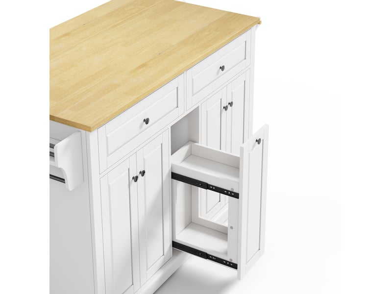 Desserte de cuisine mobile 121 x 49 à 69 x 89 cm avec plateau rabattable, rangements et roulettes verrouillables - Conforama E