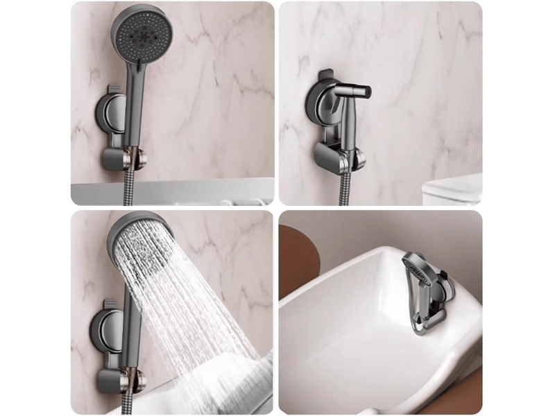 Support douche ventouse réglable - fixation universelle, pommeau de douche sans perçage, installation simple - Conforama E