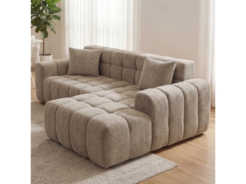  Canapé convertible modulable ulevr en velours, longueur 249,94 cm, configuration droite ou en l, marron café  - Conforama E