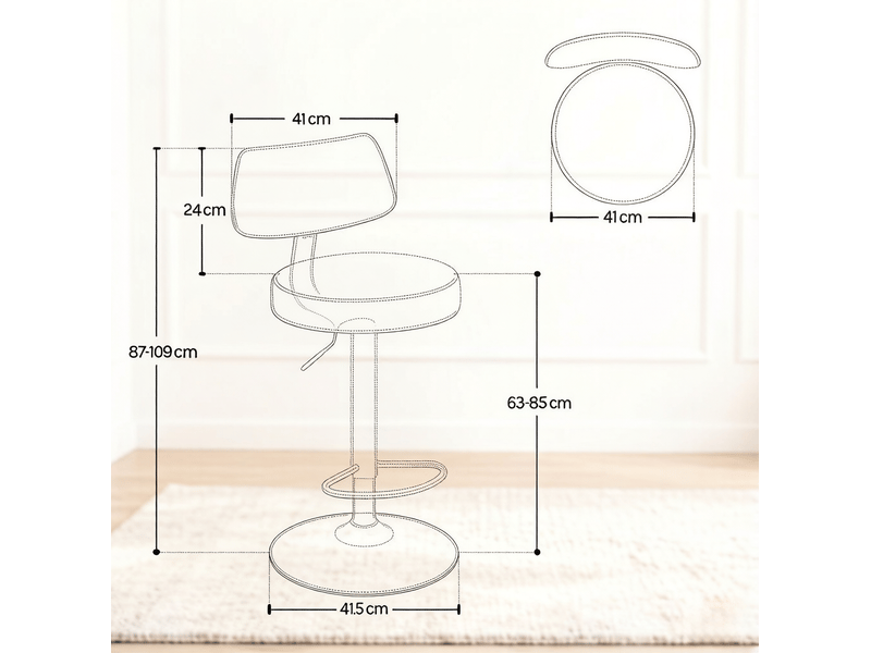  Tabourets de bar 41x41x97-109 cm lot de 2, hauteur réglable, chaise de bar, assise en polyuréthane (pu), anthracite  - Conforama C