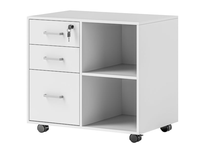  Support d'imprimante à roulettes 3 tiroirs blanc 60 x 40 x 56 cm  - Conforama B