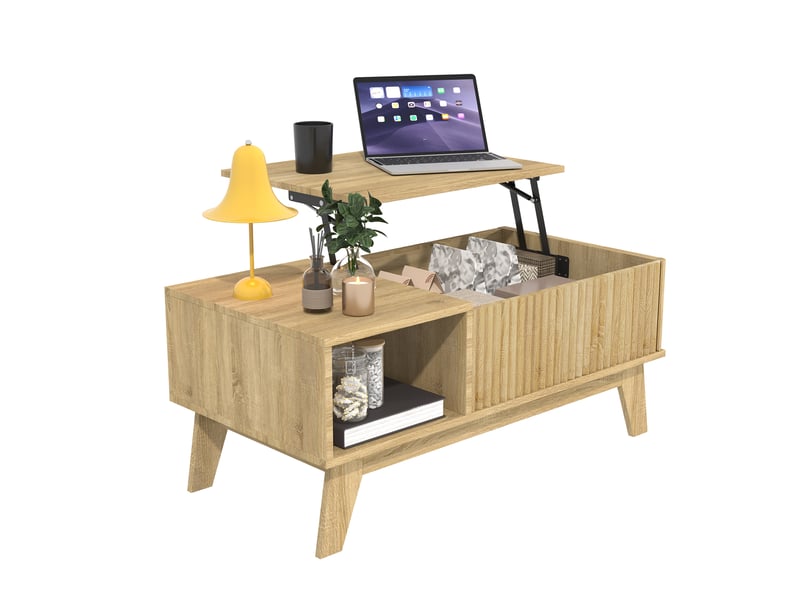  Table basse multifonction – plateau relevable –  rangement intégré – design moderne  - Conforama A