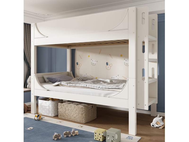  Lit superposé enfant séparable 90 x 200 cm blanc avec échelle modulable  - Conforama B