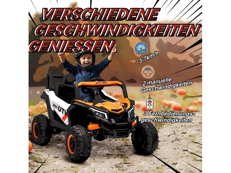  Voiture électrique enfant 12 v 96x61x56 cm télécommandée orange  - Conforama C