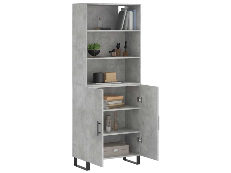  Buffet haut - bahut - meuble de rangement gris béton 69,5x34x180 cm bois d'ingénierie  - Conforama C