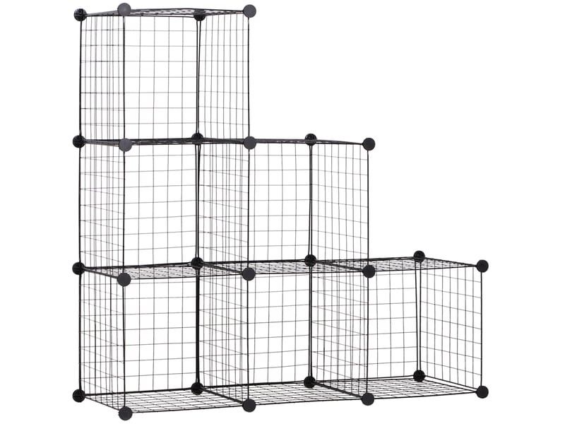  Étagère modulable en métal 109 x 37 x 109 cm – noir – 6 cubes de rangement ouverts pour salon ou bureau  - Conforama D
