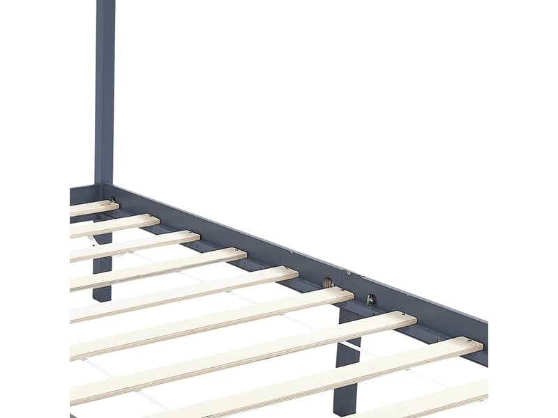  Lit simple- lit adulte -  cadre de lit à baldaquin sans matelas gris bois massif 90x200cm  - Conforama D