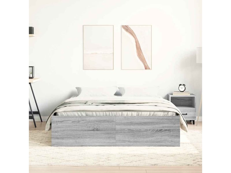  Lit double- lit adulte -  cadre de lit sans matelas sonoma gris 120x190 cm  - Conforama C