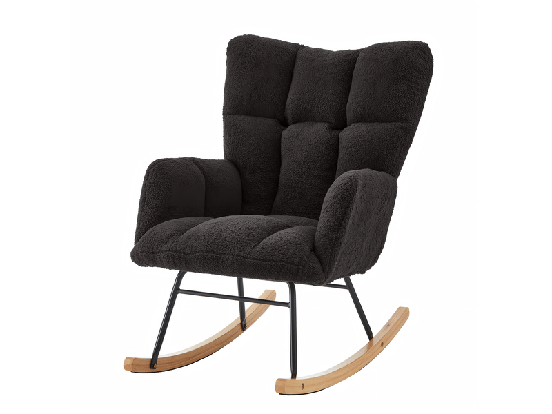 Fauteuil à bascule avec assise rembourrée et structure renforcée, en polyester gris foncé pour détente quotidienne - Conforama A