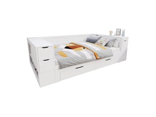 Lit avec rangement 140x190 cm    coloris blanc