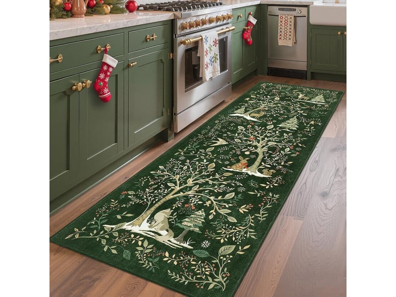 Tapis de couloir de noël, vert, antidérapant et lavable, grand tapis d'entrée, tapis décoratif de noël moderne, 80 x 120 cm - szpb770244jjzj SZPB770244JJZJ - Conforama A