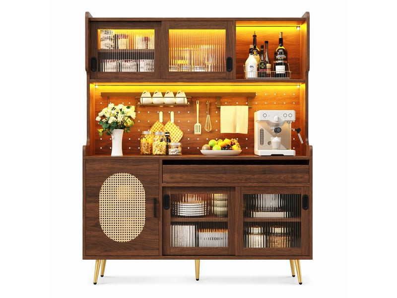  Buffet haut de cuisine 5 portes avec led 145 x 39 x 171 cm evryae  - Conforama A