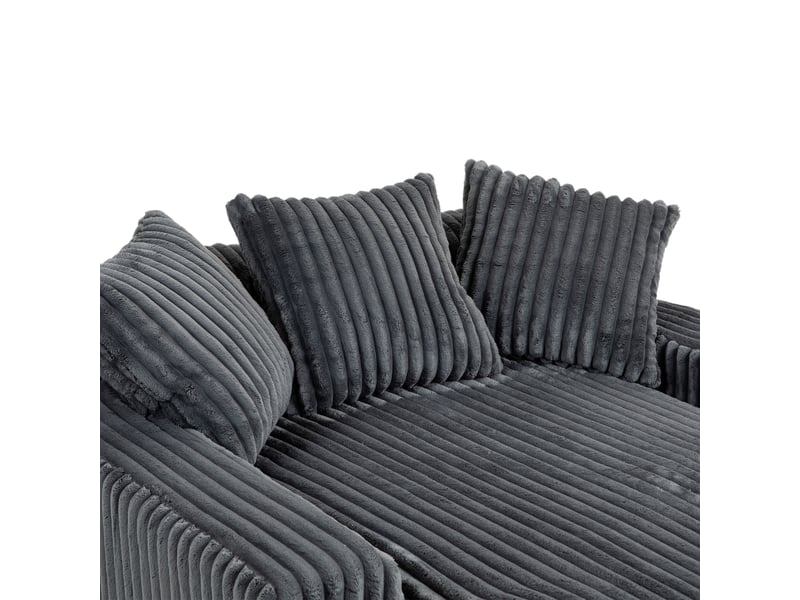  Canapé droit,canapé simple confortable en velours côtelé avec 3 oreillers moelleux,125x155x63,gris canapé gris - Conforama E