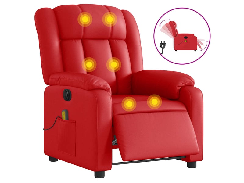  Fauteuil de massage inclinable électrique, fauteuil relax rouge similicuir shl55136  - Conforama A
