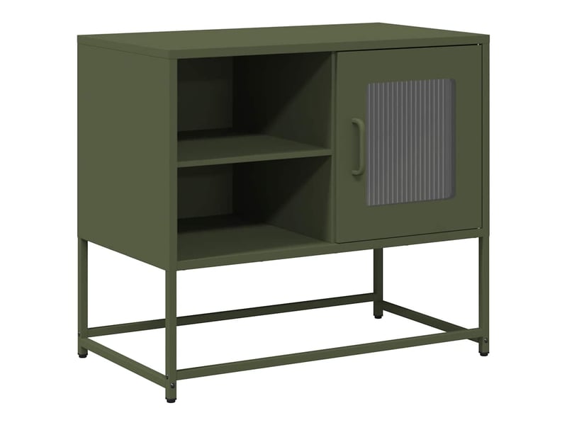  Meuble tv - banc tv - meuble de rangement vert olive 68x39x60,5 cm acier  - Conforama A