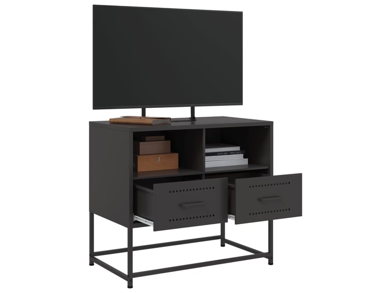  Meuble tv - banc tv - meuble de rangement noir 68x39x60,5 cm acier  - Conforama D