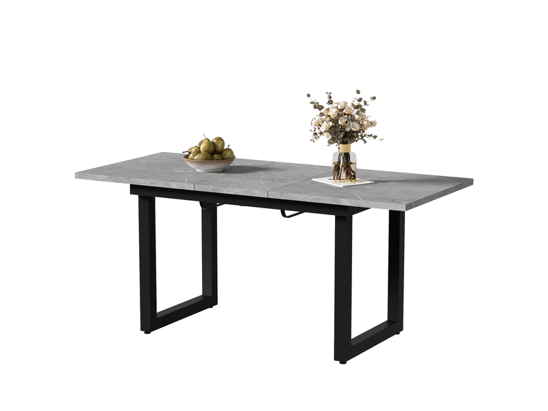  Table à manger extensible 140180 x 80 x 75 cm, effet béton et noir, mdf et métal Fay Lum - Conforama A