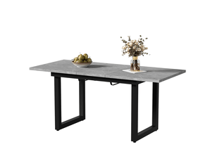 Table à manger extensible 140180 x 80 x 75 cm, effet béton et noir, mdf et métal