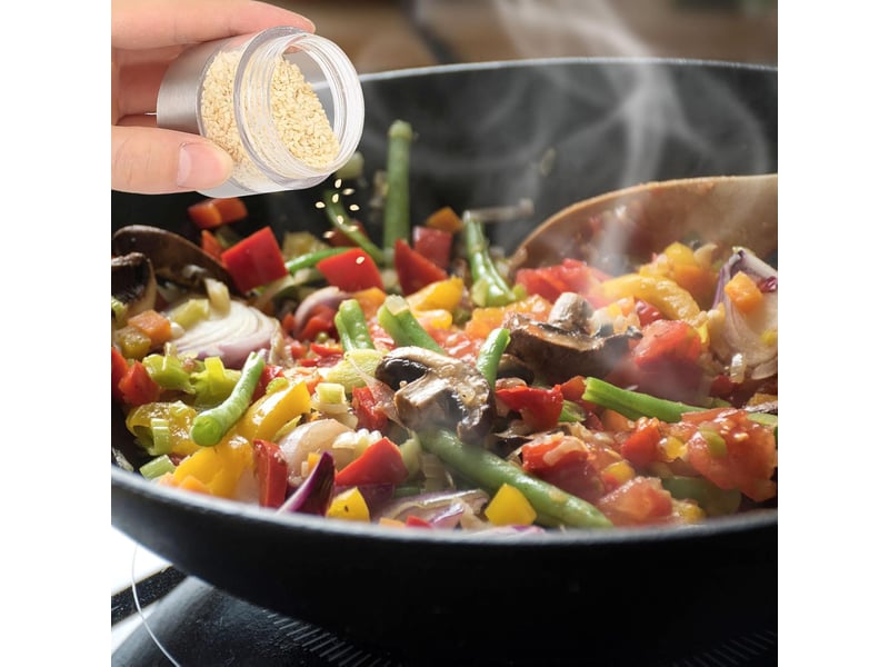  Ensemble de 5 moulins à sel et à poivre portables en acier inoxydable, comprenant des mini-pots à épices pour barbecue, camping et pique-nique  - Conforama E