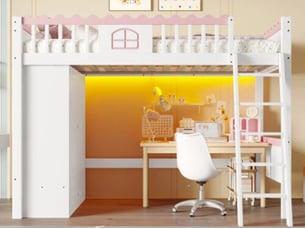 Lit mezzanine 90x200 cm <strong>SEYAKANY</strong>  <strong></strong> coloris blanc