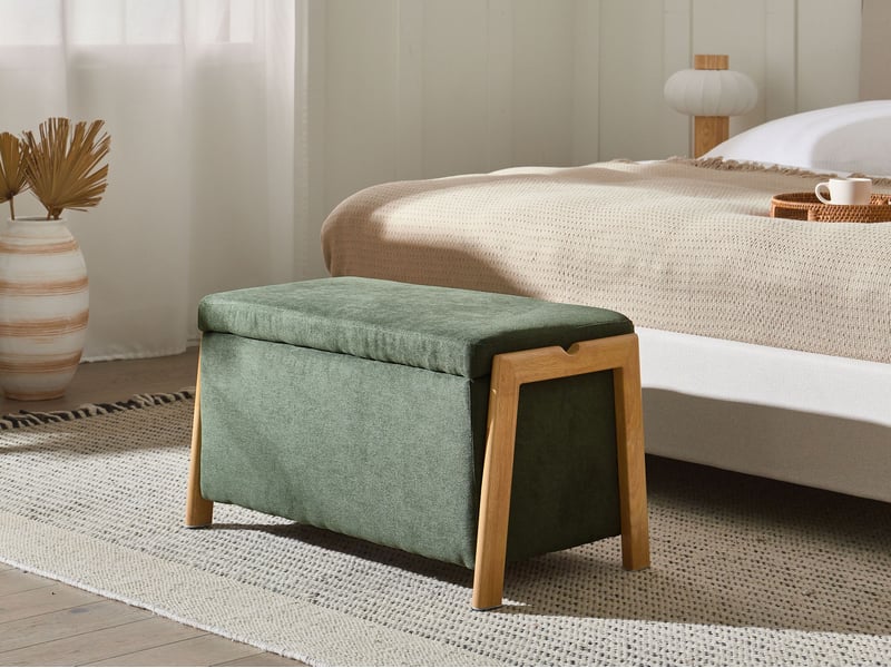 Banc de rangement edland tissu vert  - Conforama B