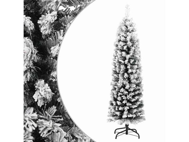  Sapin de noël artificiel, arbre de noël mince flocon de neige vert 150 cm pvc  - Conforama B
