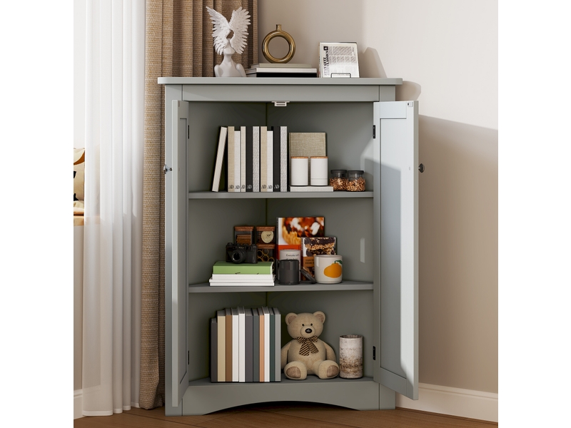  Meuble d'angle de salle de bain 61,5x34,5x80 cm 2 portes gris  - Conforama B