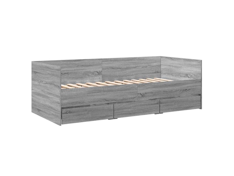  Lit simple- lit adulte -  lit de jour avec tiroirs sans matelas sonoma gris 100x200 cm  - Conforama B