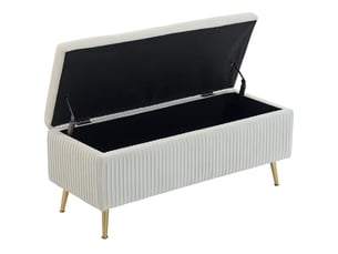 Banc coffre de rangement capitonné en tissu aspect velours 110 x 44,5 x 46 cm