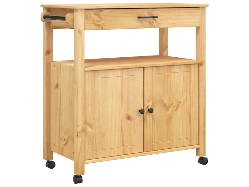  Desserte de cuisine, chariot de rangement 84x40x88.5cm bois massif de pin shl50787  - Conforama A