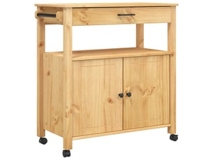 Desserte de cuisine, chariot de rangement 84x40x88.5cm bois massif de pin shl50787