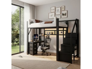 Lit mezzanine 140x200 cm <strong></strong>  <strong></strong> coloris noir