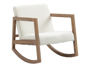 Fauteuil à bascule blanc crème en bois d'hévéa