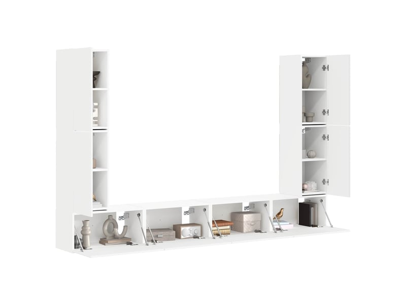  Ensemble meuble tv - banc tv - meuble de rangement 8 pcs blanc bois d'ingénierie  - Conforama C