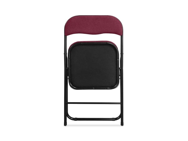 Lot de 6 chaises pliantes rembourrées en tissu bordeaux et pieds métal noir - greta GRETA - Conforama E