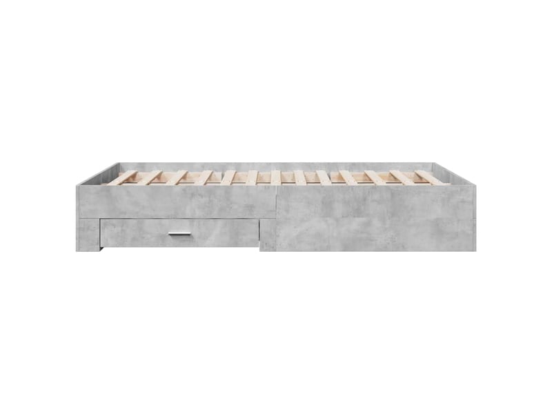  Lit double- lit adulte -  cadre de lit avec tiroirs sans matelas gris béton 135x190 cm  - Conforama D