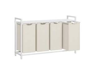 Panier à linge sale corbeille 3 compartiment bac avec 1 étagère de rangement sacs en amovible volume de chaque sac 38l pour salle de bain buanderie marron rustique et noir 12_0006761