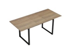 Table à manger extensible rectangle pour 6 à 8 personnes, table de cuisine avec rallonge 140-180 cm, effet bois naturel