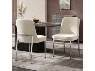 Lot de 2 chaises en velours coloris beige+argenté