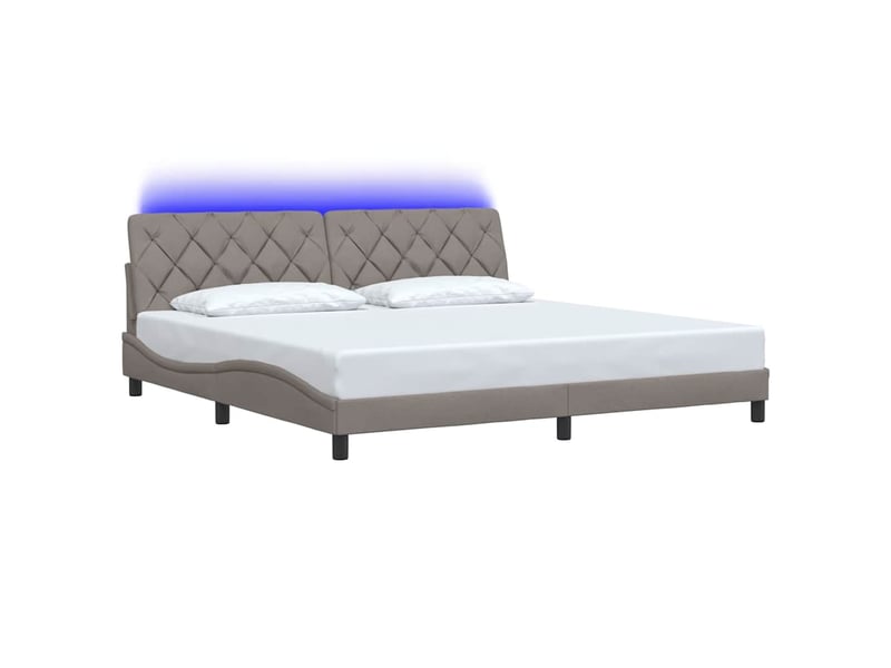 Lit double- lit adulte - cadre de lit avec led sans matelas taupe 200x200 cm tissu - Conforama B