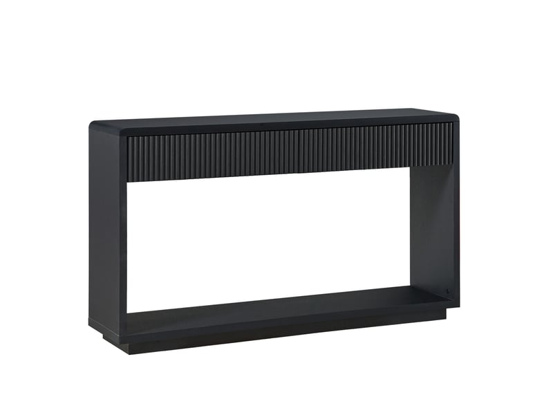  Console d'entrée 150 x 35 x 85 cm – noir – 2 tiroirs, rangement ouvert et design cannelé moderne et pratique  - Conforama D