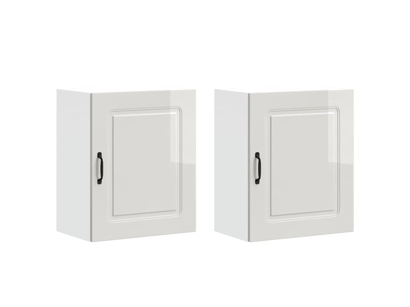 Meuble de rangement, armoires murales de cuisine kalmar bois d'ingénierie blanc brillant - Conforama A