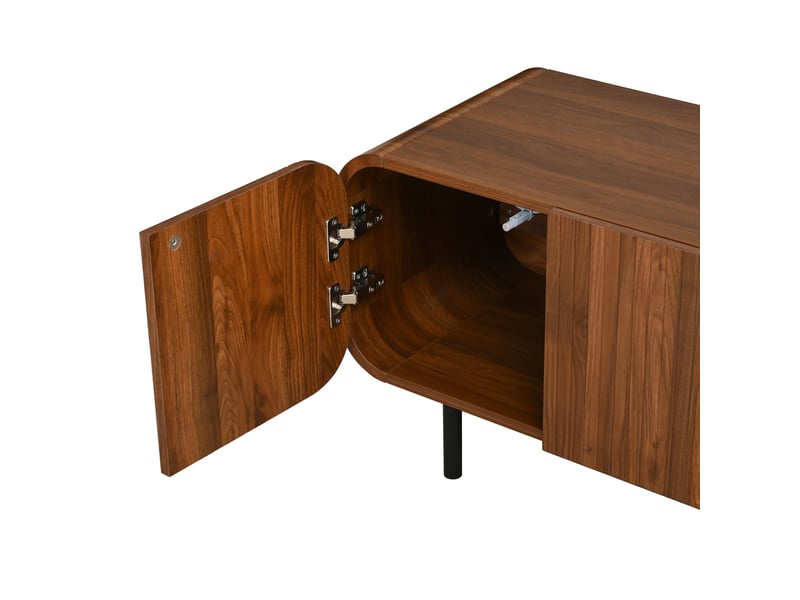  Meuble tv noyer 180 cm, style mid-century, 3 portes et 2 tiroirs  - Conforama C