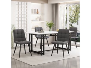 Table à manger rectangulaire moderne 140 x 80 cm, style luxueux, pieds en métal noir