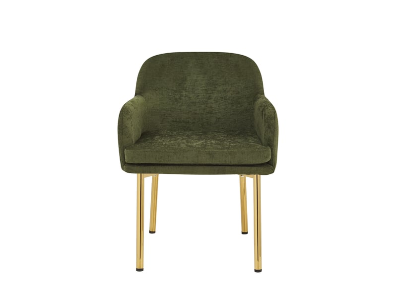  Lot de 2 chaises de salle à manger 61x59x78,5 cm avec accoudoirs, patins réglables, polyester fer, vert  - Conforama D